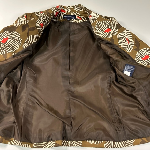 NWT Evan Picone Suit Women’s 12 Brown Floral 2 Piece Professional Business New - Picture 8 of 16